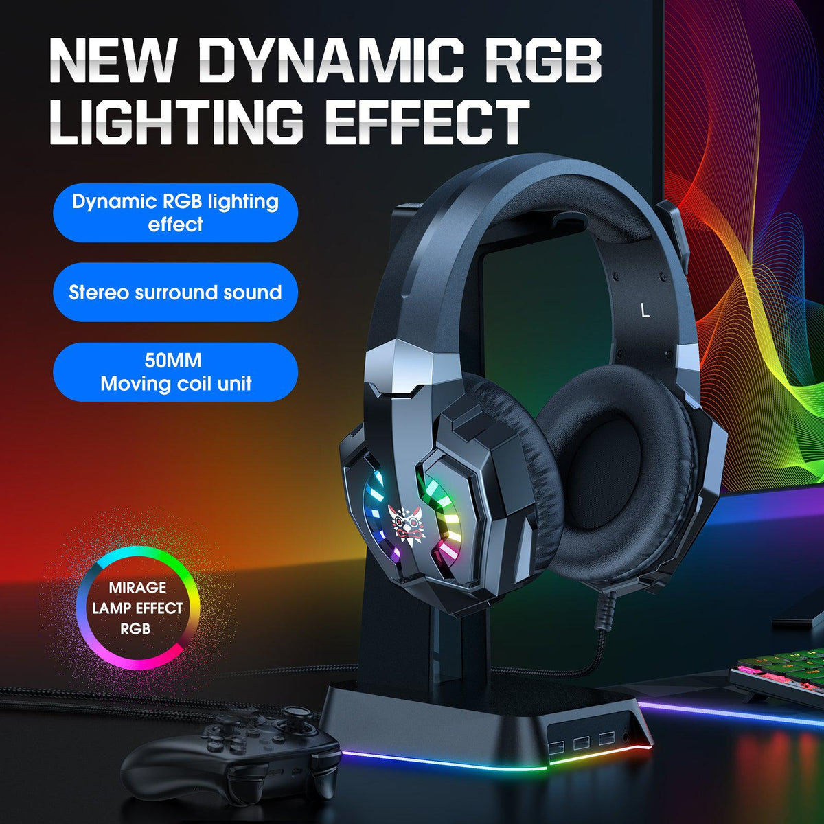 ONIKUMA X32 Wearable Wired Gaming Headset, Surround Stereo Sound Gaming