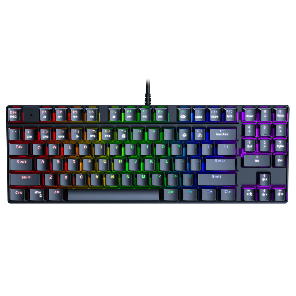 Onikuma G26 Wired Mechanical Keyboard, RGB Lighting Wired Keyboard (Black)
