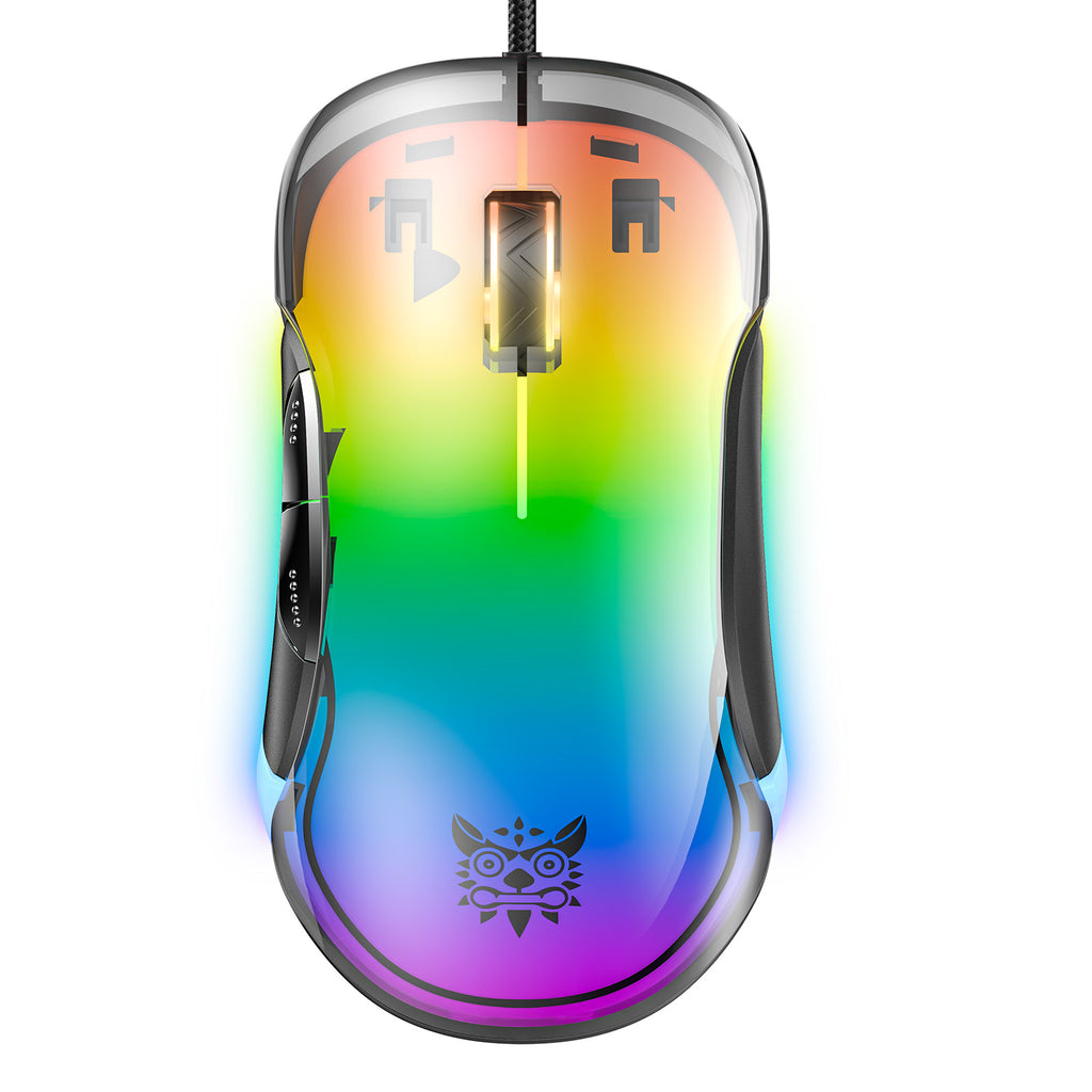 ONIKUMA CW925 RGB Backlit Wired Gaming Mouse, Up to 12800 DPI, Light weight, Transparent Black