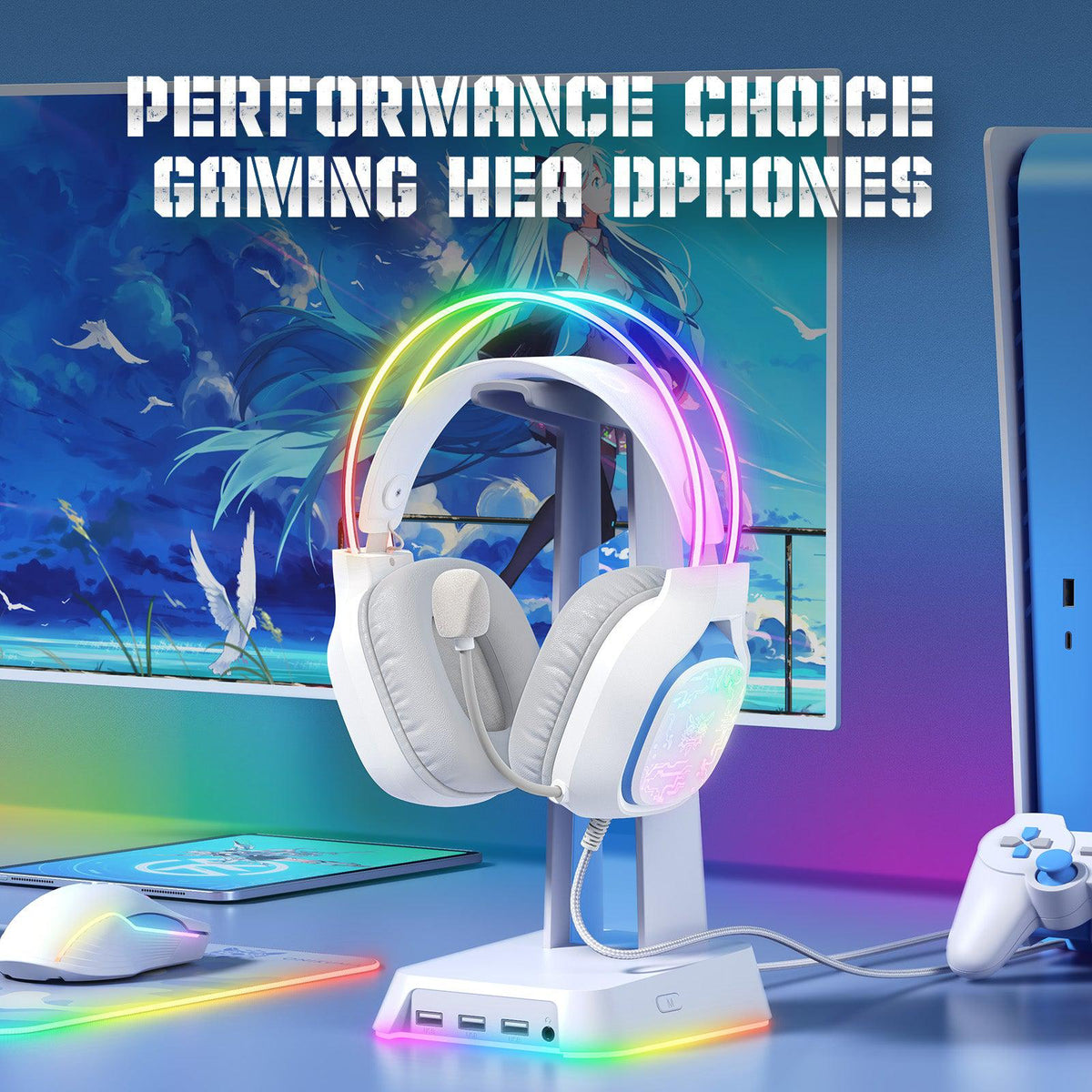 ONIKUMA X22 USB + 3.5mm Cool RGB Dynamic Light Wired Gaming Headset wi