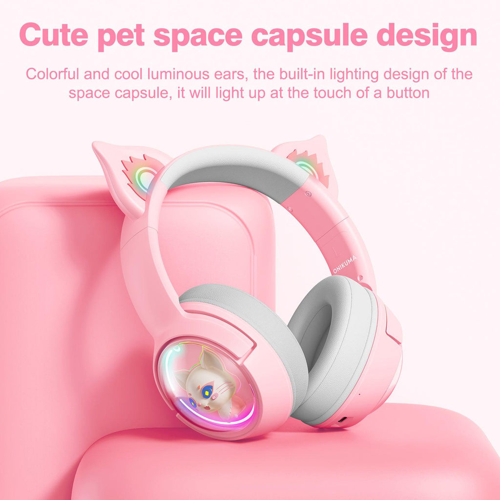 ONIKUMA B5 RGB Cat Ear Bluetooth Wireless Gaming Headset, HD Mic Game ...