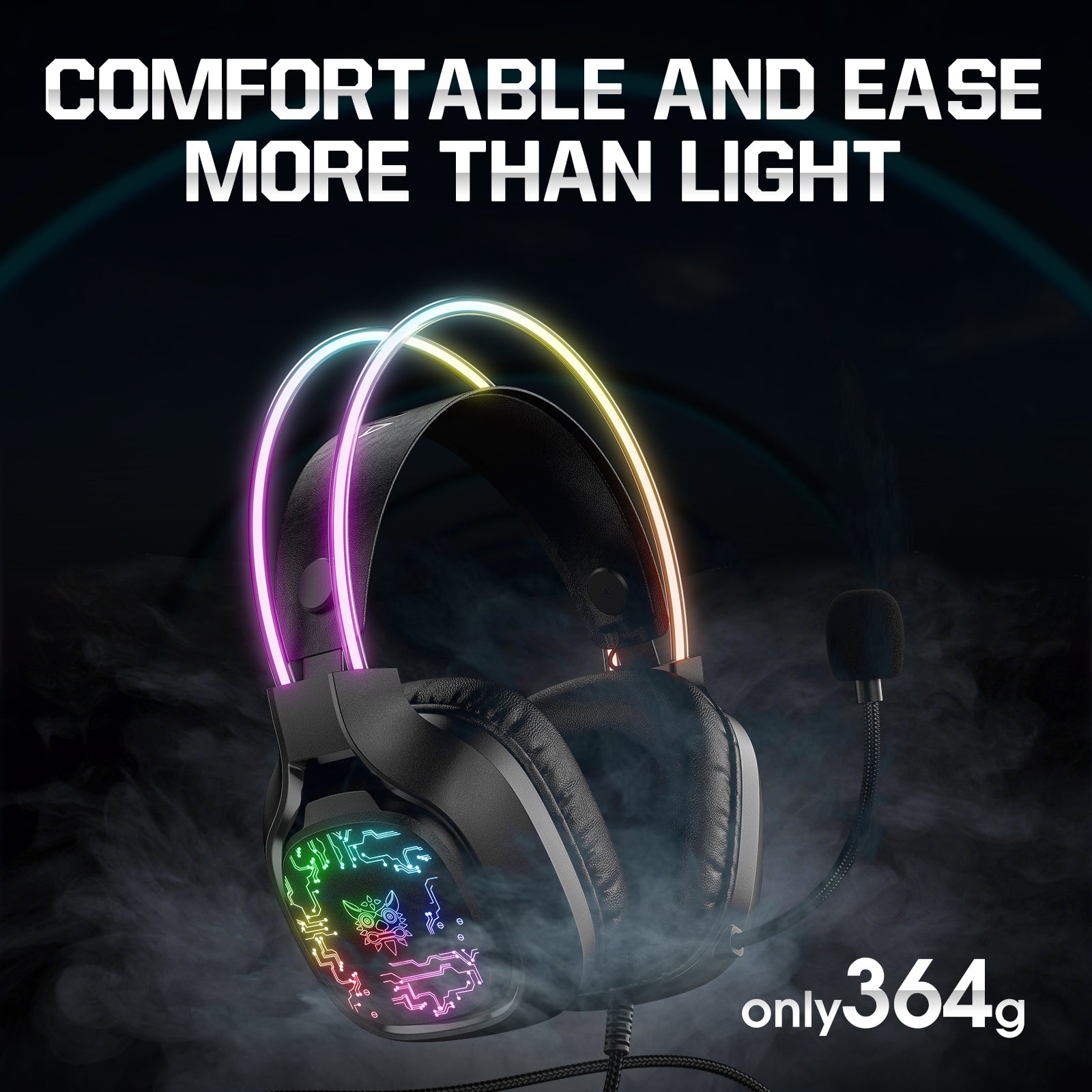 ONIKUMA X22 USB + 3.5mm Cool RGB Dynamic Light Wired Gaming Headset wi