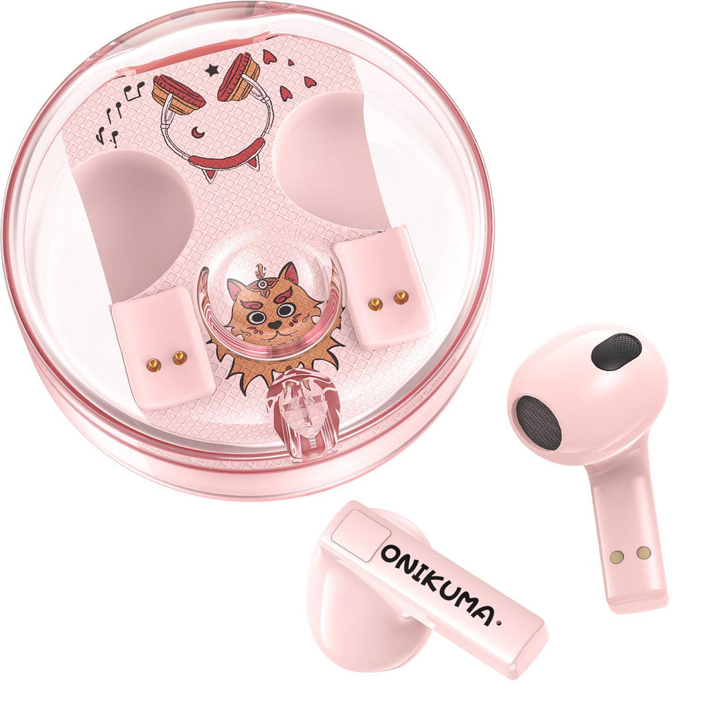 ONIKUMA T301 TWS Cartoon Earphone Touch Control Wireless Bluetooth-compatible 5.3 Headset Sports Earbuds Gaming Headset Gamer With Mic -Pink