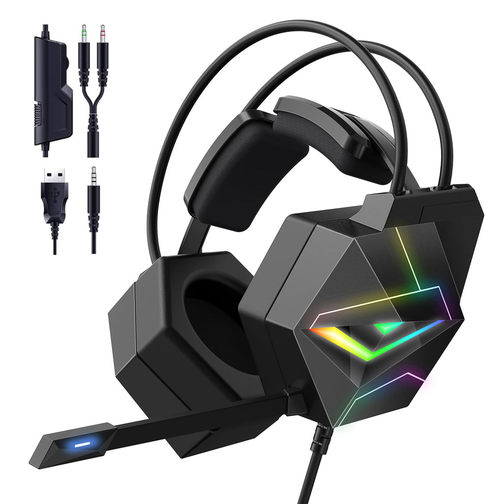 ONIKUMA X20 RGB Gaming Headset Noise Canceling Headphone 7.1 Surround Sound with HD Mic for PS4 PC Xbox