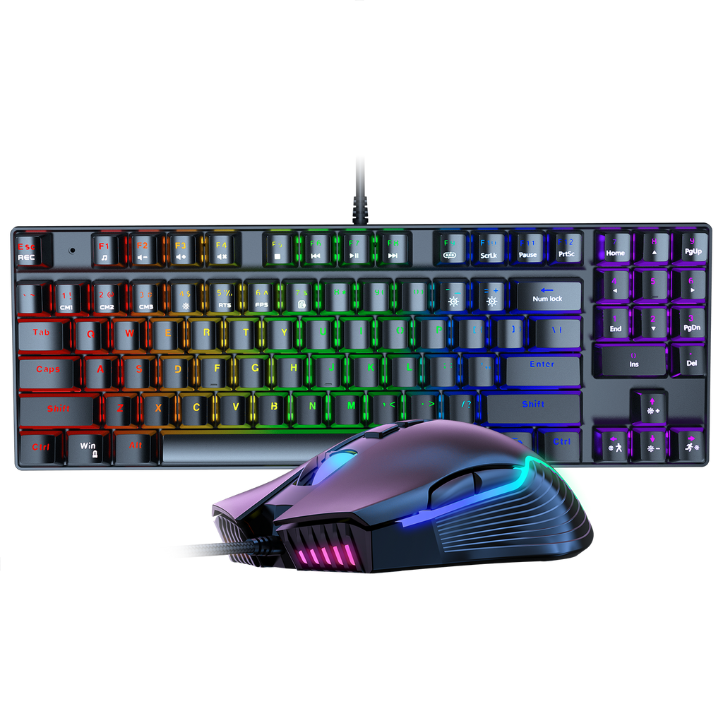 ONIKUMA G26 + CW905 Wired Mechanical Black Keyboard and Gaming Wired Mouse Set USB Interface RGB Lighting Effect