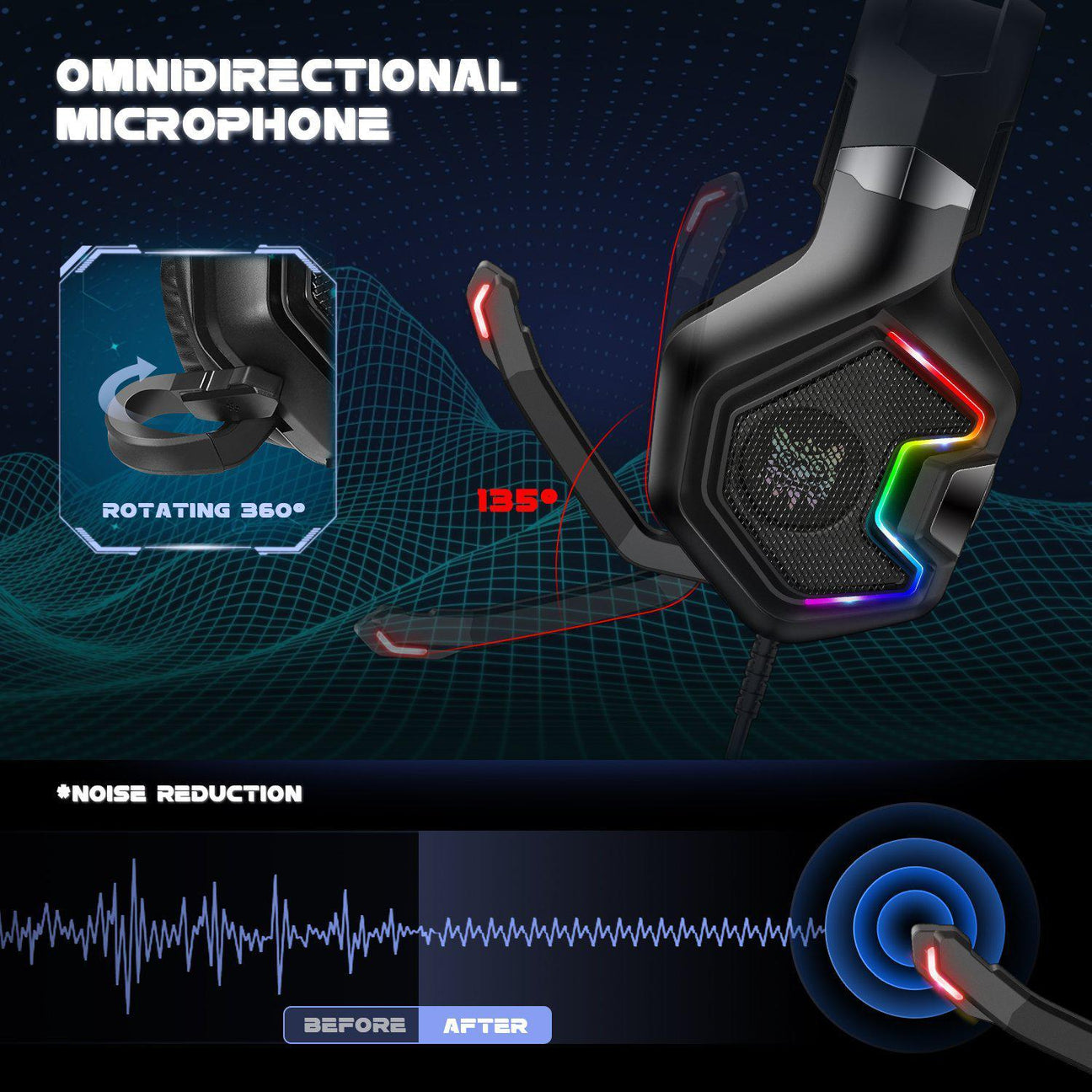ONIKUMA K10 Pro Professional Gaming Headset Wired Headset for PC/PS4/XBOX With LED Backlight MIC For Gamer