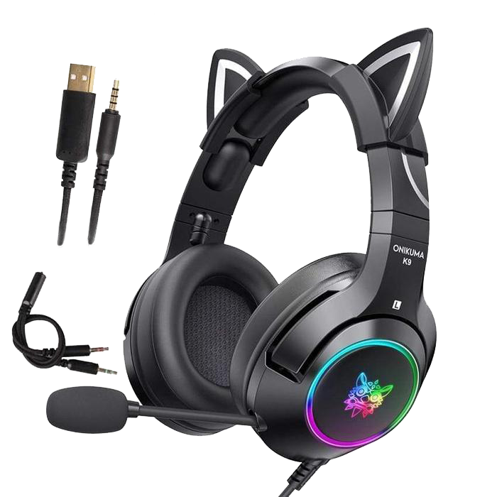 ONIKUMA K9 Elite Stereo Gaming Headset with Cat Ears for PS4, Xbox
