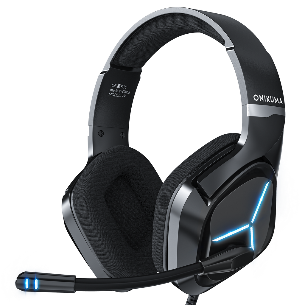 ONIKUMA X9 Gaming Headset with Mic and Noise Canceling Gaming Headphone Wired Blue Light for PS4 PS5 PC XBOX