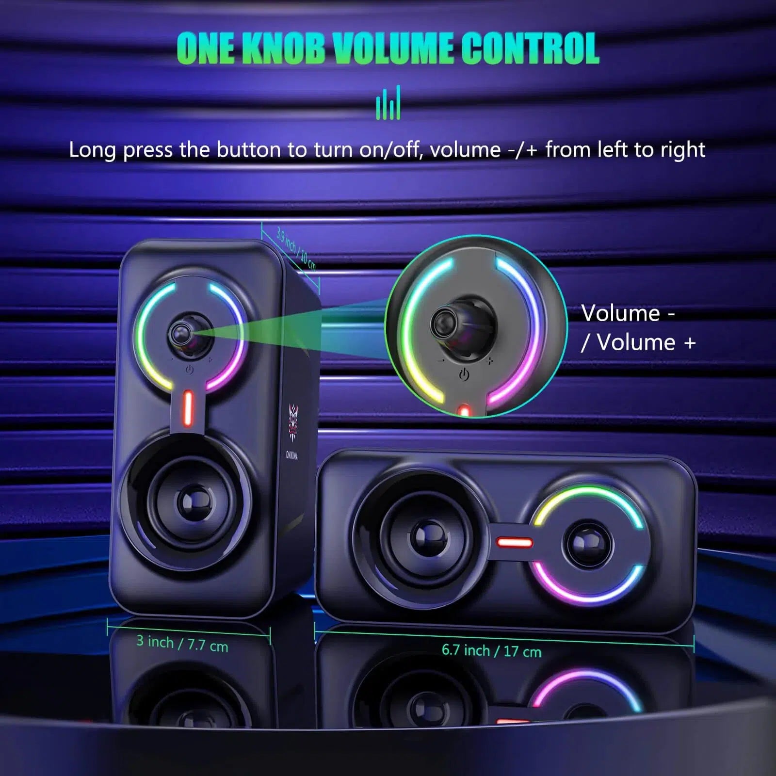 ONE KNOB VOLUME CONTROL | ONIKUMA L6 Multimedia Gaming Speaker with BT5.0 and AUX Mode