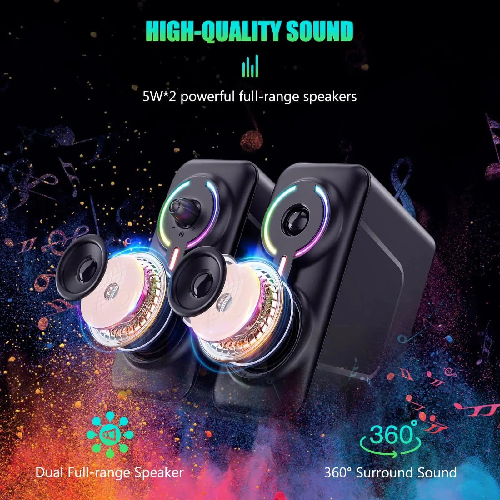 HIGH-QUALITY SOUND | ONIKUMA L6 Multimedia Gaming Speaker with BT5.0 and AUX Mode