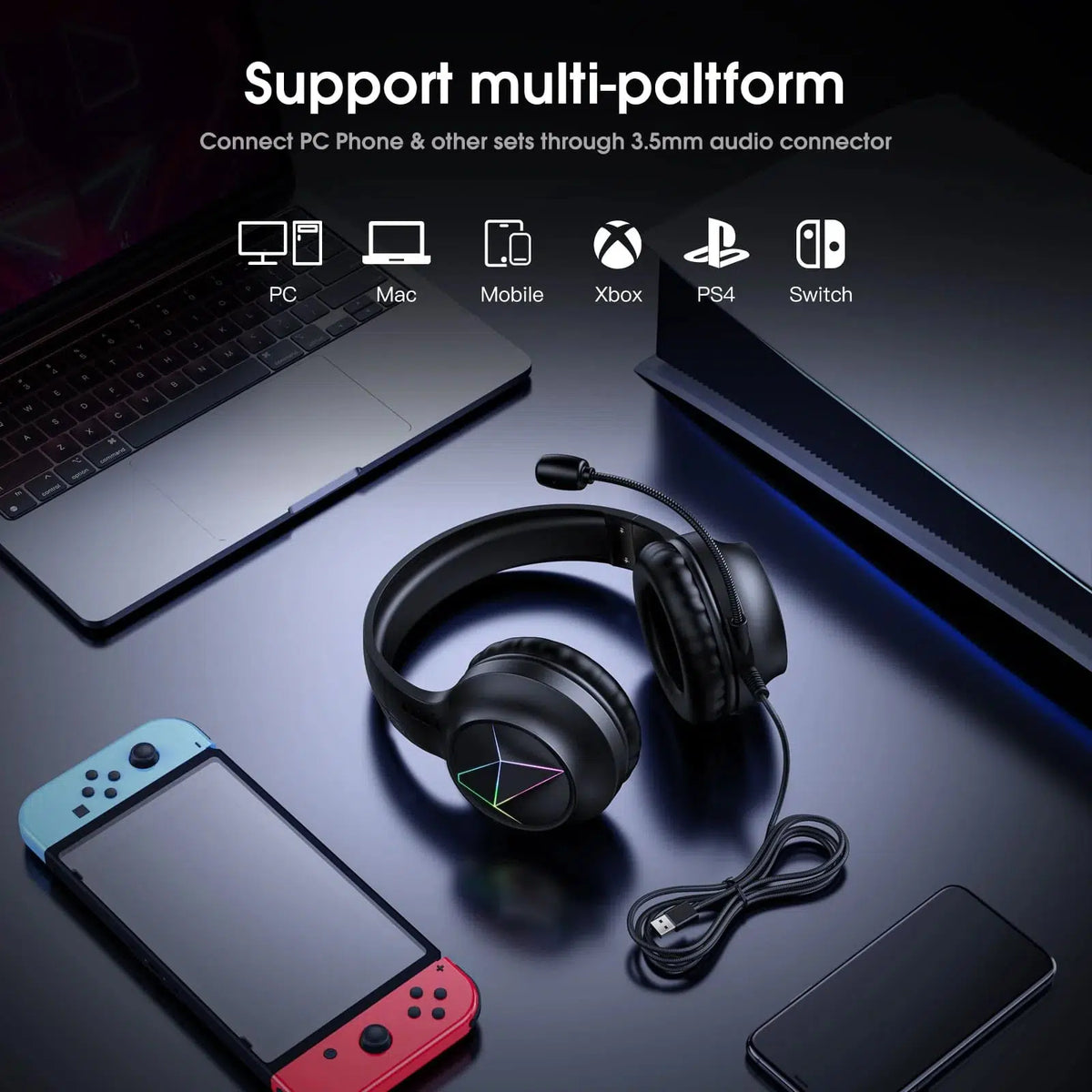 ONIKUMA X35 RGB Surround Stereo Gaming Headset with Noise Cancelling Mic