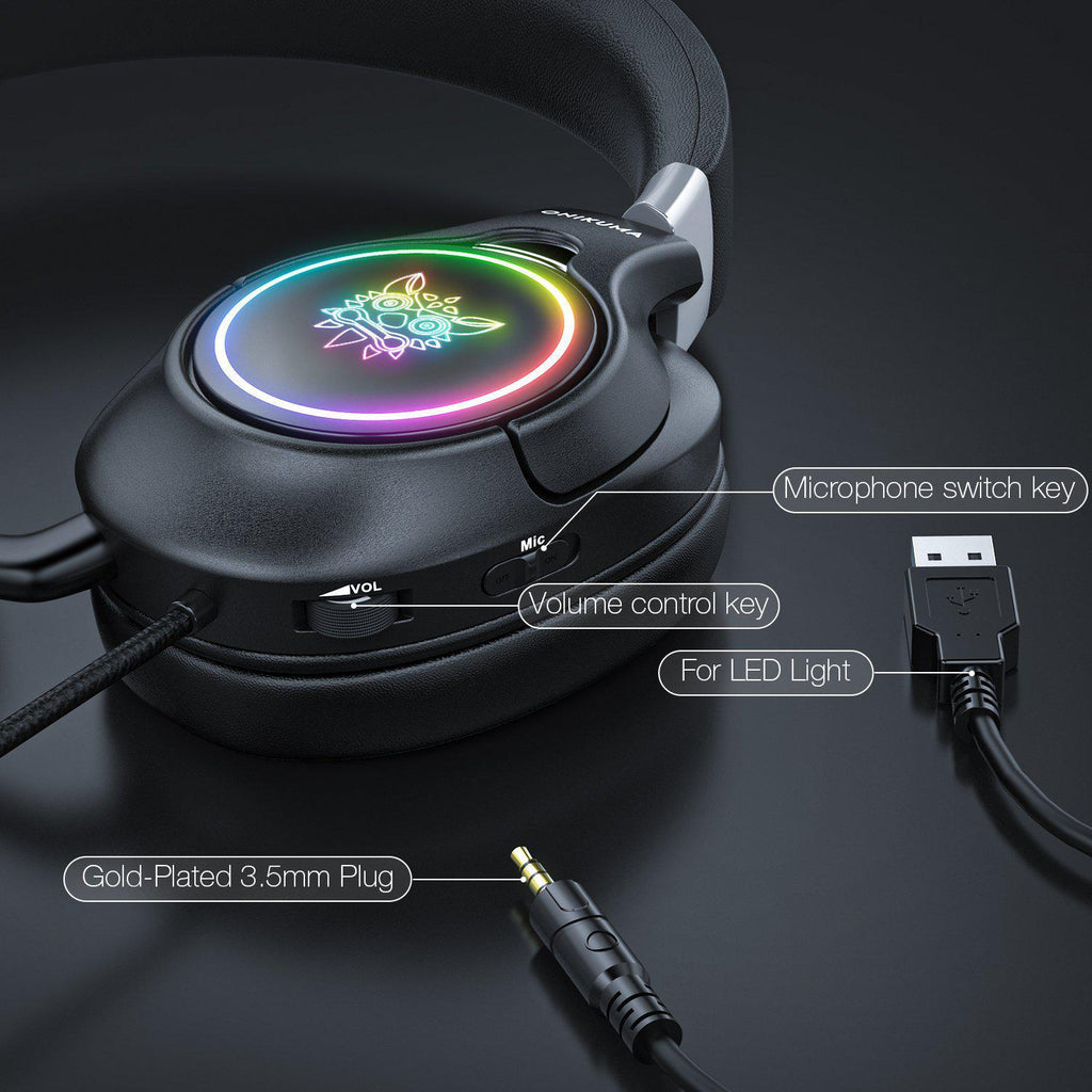 ONIKUMA K15 USB/3.5mm Wired RGB 3D Surround Gaming Headset with