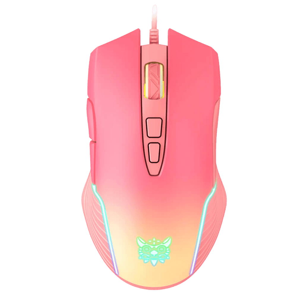 ONIKUMA CW905 Peach Gradient Wired Gaming Mouse USB Game Mice 7 Buttons Breathing LED for Laptop PC